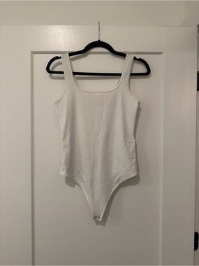 Abercrombie & Fitch White Scoop Neck One-Piece Bodysuit